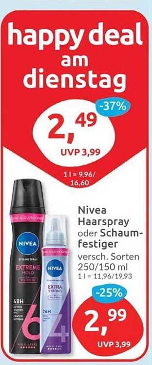 Nivea Haarspray oder Schaumfester versch. Sorten