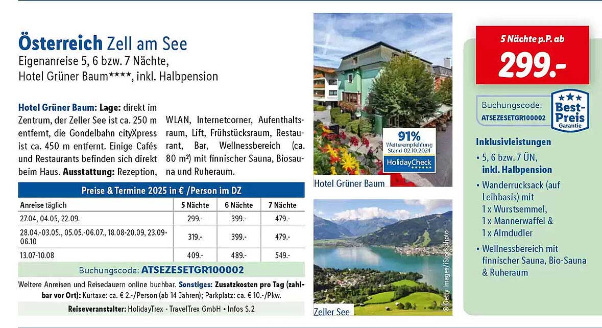 Österreich Zell am See, Hotel Grüner Baum****, inkl. Halbpension