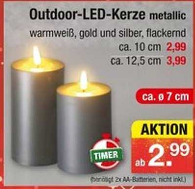 Outdoor-LED-Kerze metallic