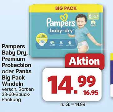 Pampers Baby Dry, Premium Protection oder Pants Big Pack Windeln