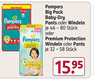 Pampers Big Pack Baby-Dry Pants oder Windeln oder Premium Protection Windeln oder Pants