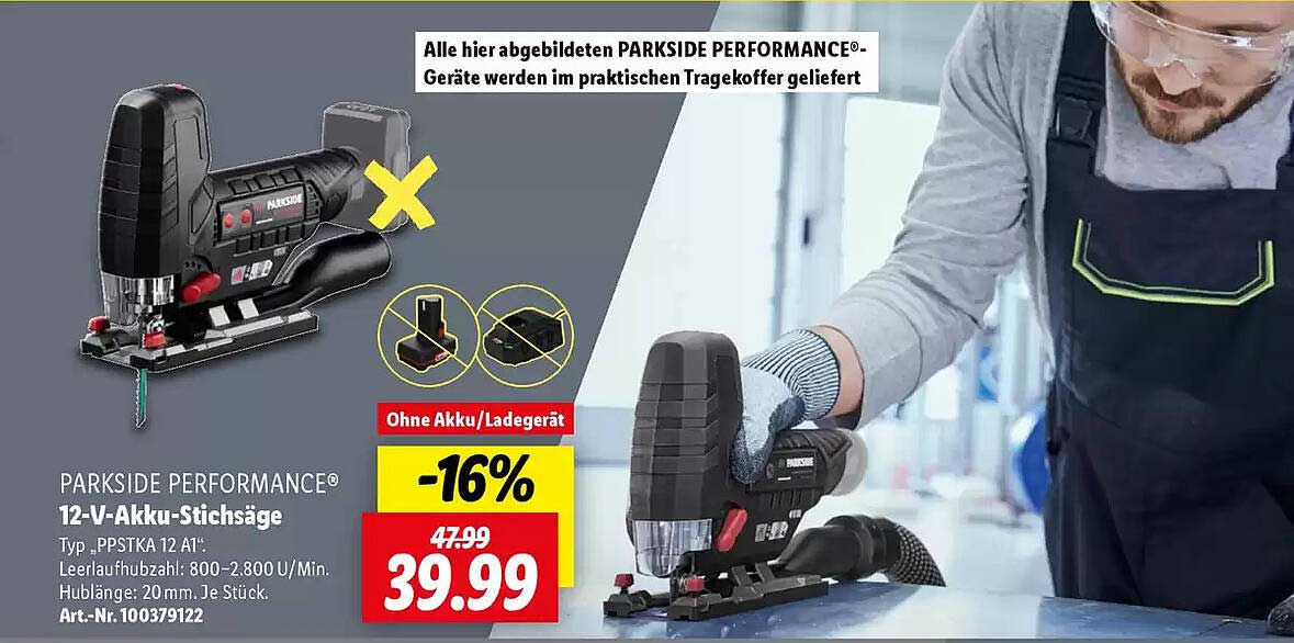 PARKSIDE PERFORMANCE® 12-V-Akku-Stichsäge