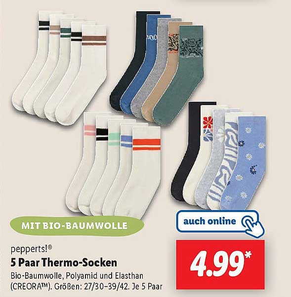 pepperts!® 5 Paar Thermo-Socken