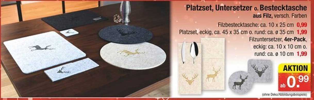 Platzset, Untersetzer o. Bestecktasche aus Filz, versch. Farben