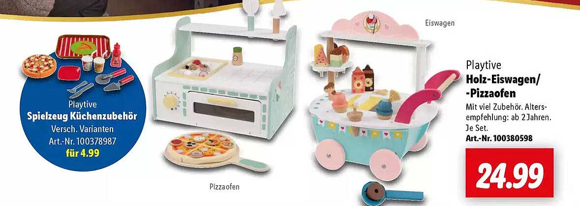 Playtive Holz-Eiswagen/-Pizzaofen