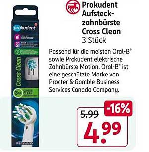 Prokudent Aufsteckzahnbürste Cross Clean 3 Stück