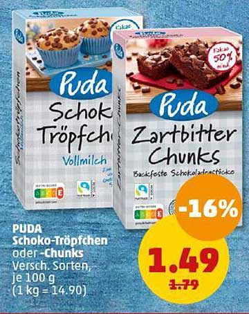 PUDA Schoko-Tröpfchen oder -Chunks