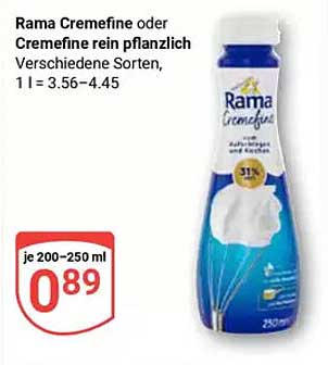 Rama Cremefine oder Cremefine rein pflanzlich