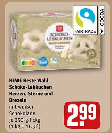 REWE Beste Wahl Schoko-Lebkuchen Herzen, Sterne und Brezeln