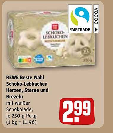 REWE Beste Wahl Schoko-Lebkuchen Herzen, Sterne und Brezeln