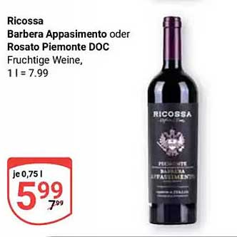 Ricossa Barbera Appasimento oder Rosato Piemonte DOC