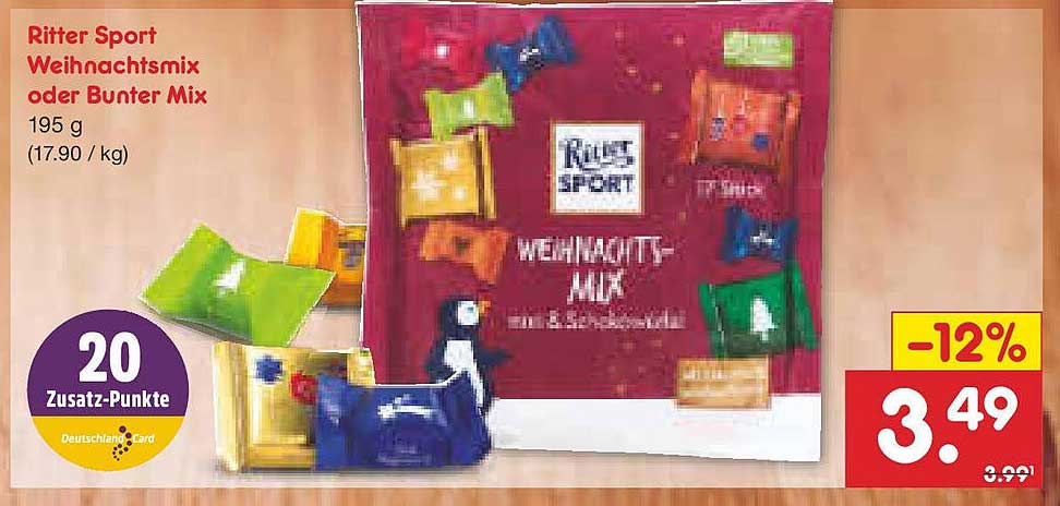 Ritter Sport Weihnachtsmix oder Bunter Mix