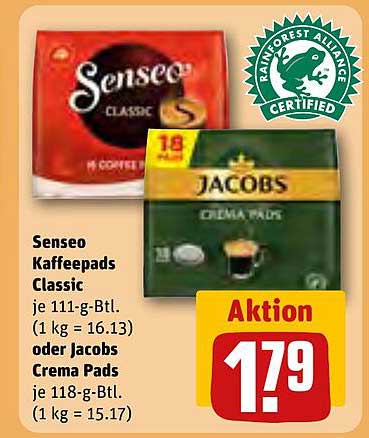 Senseo Kaffeepads Classic oder Jacobs Crema Pads