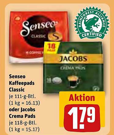 Senseo Kaffeepads Classic oder Jacobs Crema Pads