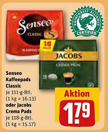 Senseo Kaffeepads Classic oder Jacobs Crema Pads