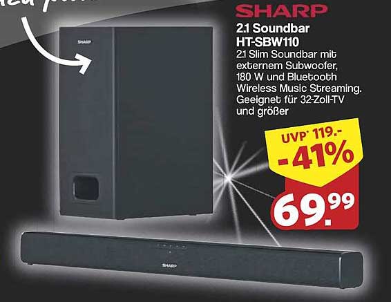 SHARP 2.1 Soundbar HT-SBW110