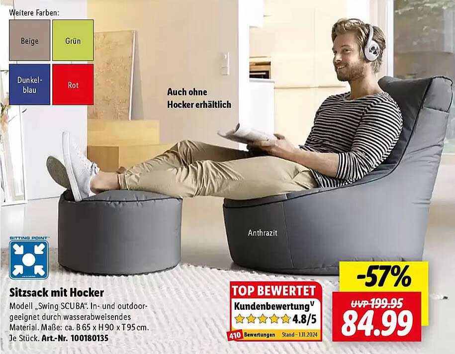 Sitzsack mit Hocker