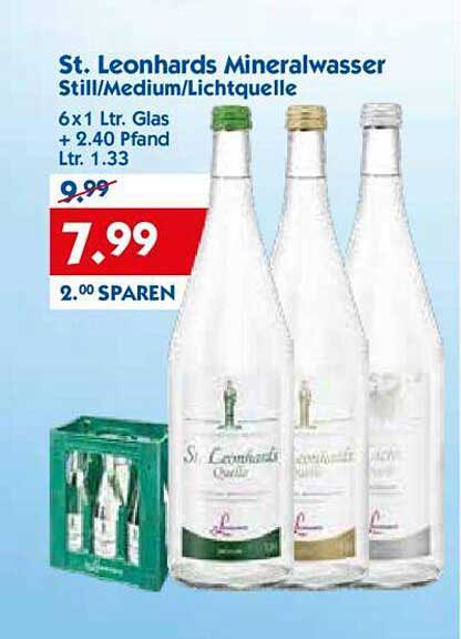 St. Leonhards Mineralwasser Still/Medium/Lichtquelle