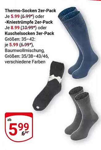 Thermo-Socken 2er-Pack oder Kniestrümpfe 2er-Pack oder Kuschelsocken 3er-Pack