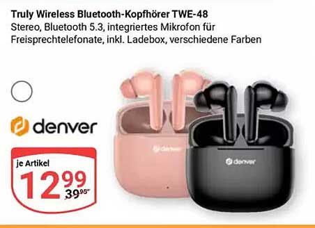 Truly Wireless Bluetooth-Kopfhörer TWE-48