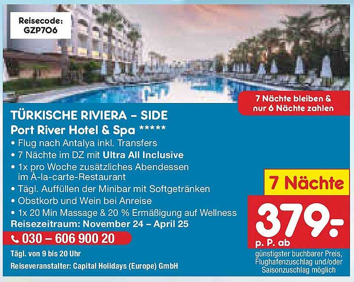 TÜRKISCHE RIVIERA – SIDE  
Port River Hotel & Spa *****