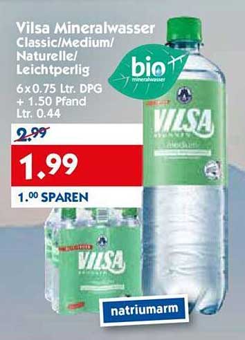 Vilsa Mineralwasser Classic/Medium/Natürlich/Leichtperligr