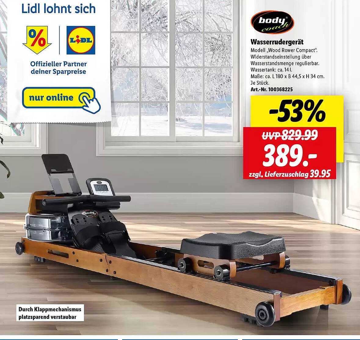 Wassergerät Modell „Wood Rower Compact“