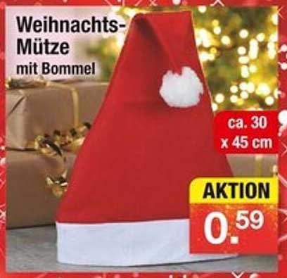 Weihnachts-Mütze mit Bommel