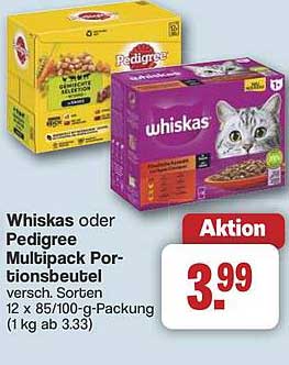 Whiskas oder Pedigree Multipack Portionsbeutel