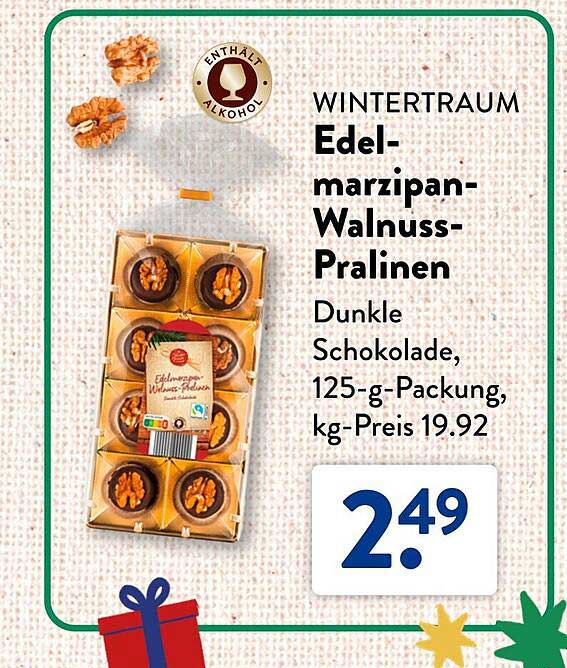 WINTERTRAUM Edelmarzipan-Walnuss-Pralinen