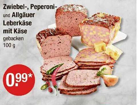 Zwiebel-, Peperoni- und Allgäuer Leberkäse mit Käse