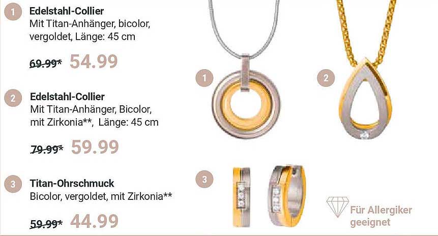 Edelstahl-Collier  
Edelstahl-Collier  
Titan-Ohrschmuck  