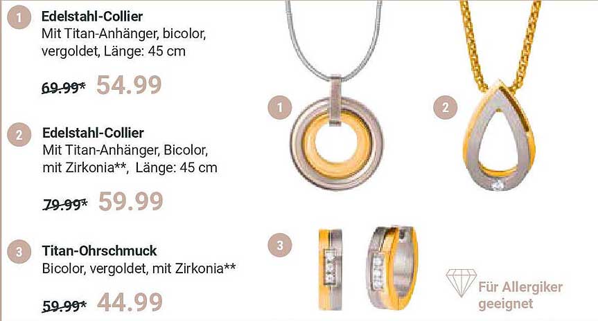 Edelstahl-Collier  
Edelstahl-Collier  
Titan-Ohrschmuck