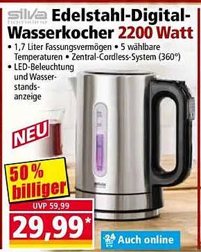 Edelstahl-Digital-Wasserkocher 2200 Watt