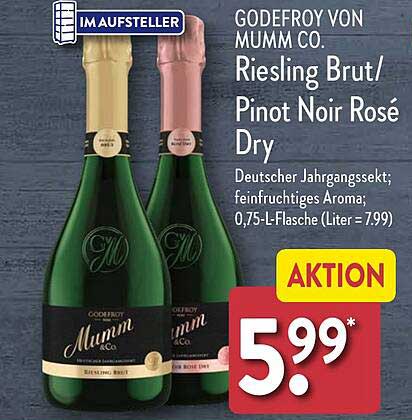 GODEFROY VON MUMM CO. Riesling Brut/Pinot Noir Rosé Dry