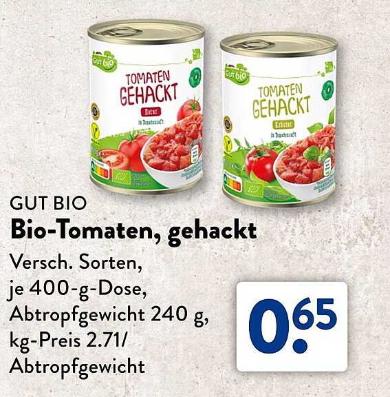 Bio-Tomaten, gehackt