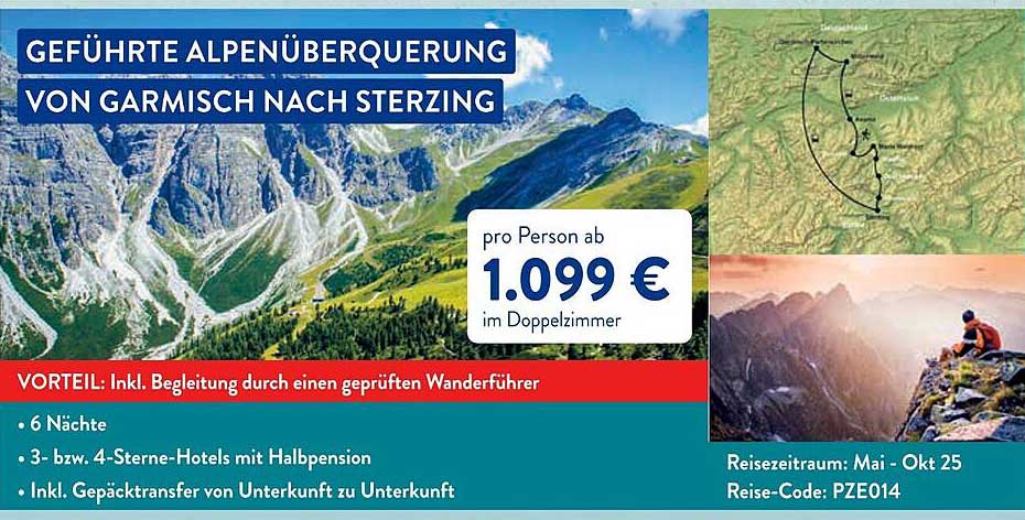 GEFÜHRTE ALPENÜBERQUERUNG VON GARMISCH NACH STERZING