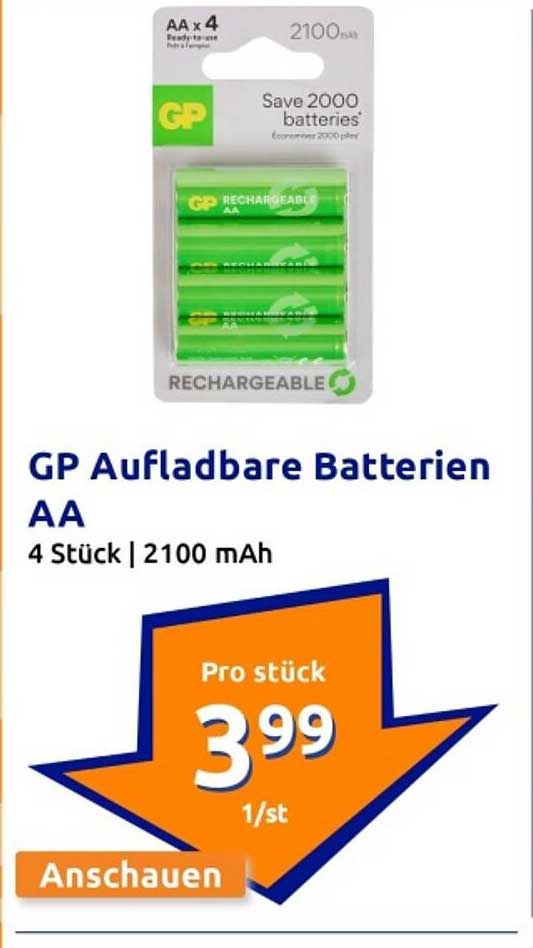 GP Aufladbare Batterien AA