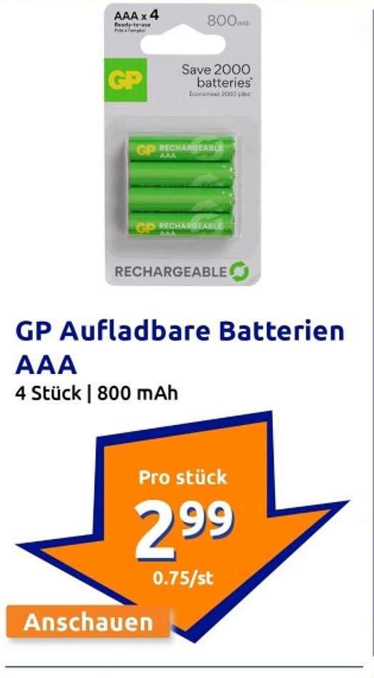 GP Aufladbare Batterien AAA