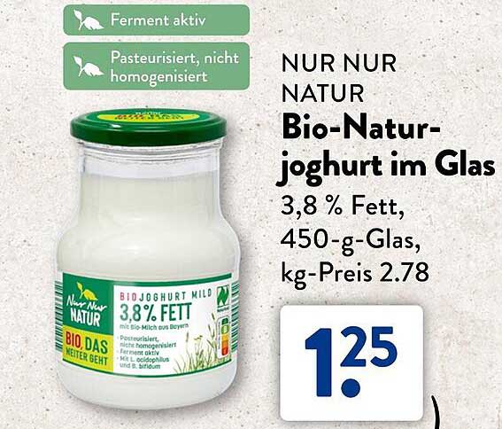 NUR NUR NATUR Bio-Naturjoghurt im Glas