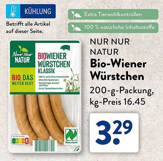 NUR NUR NATUR Bio-Wiener Würstchen