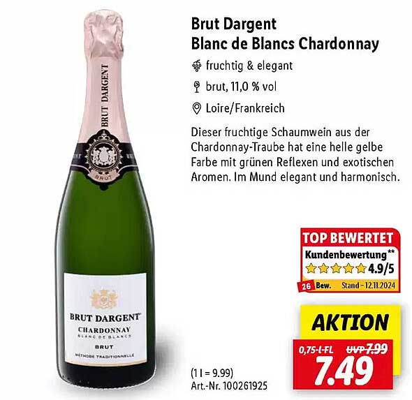 Brut Dargent Blanc de Blancs Chardonnay