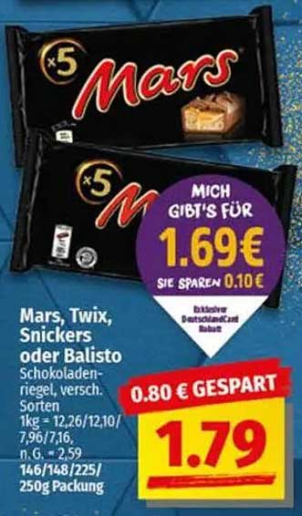 Mars, Twix, Snickers oder Balisto