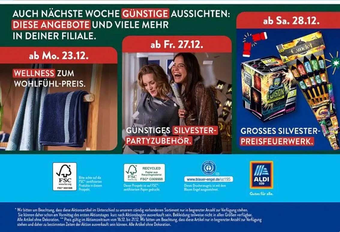  WELLNESS ZUM WOHLFÜHL-PREIS.  
GÜNSTIGES SILVESTER-PARTYZUBEHÖR.  
GROSSEN SILVESTER-PREISFEUERWERK.  