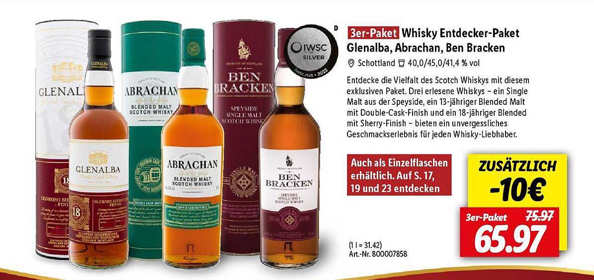 3er-Paket Whisky Entdecker-Paket Glenalba, Abrachan, Ben Bracken