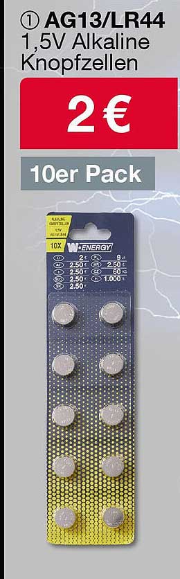 AG13/LR44 1,5V Alkaline Knopfzellen