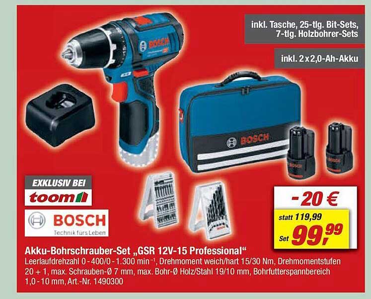 Akku-Bohrschrauber-Set „GSR 12V-15 Professional“