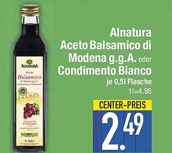 Alnatura Aceto Balsamico di Modena g.g.A. oder Condimento Bianco