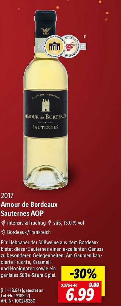 Amour de Bordeaux Sauternes AOP