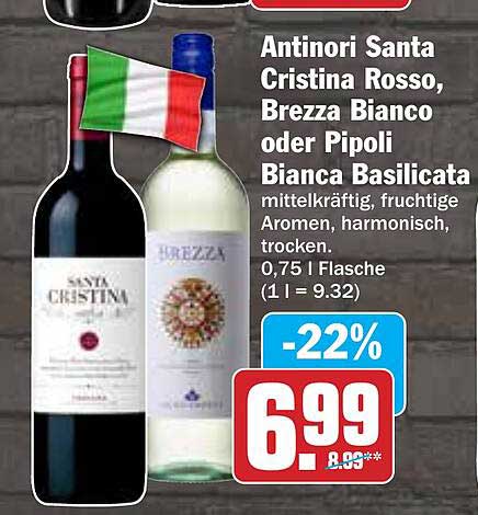 Antinori Santa Cristina Rosso, Brezza Bianco oder Pipoli Bianca Basilicata